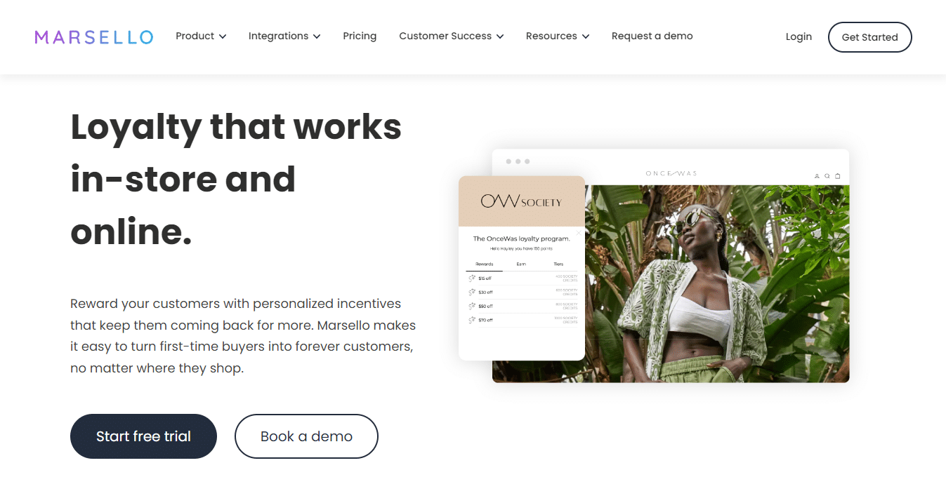 Marsello loyalty software homepage