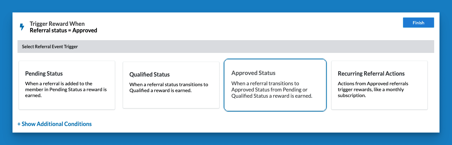 Reward builder with triggers in Referral Rock