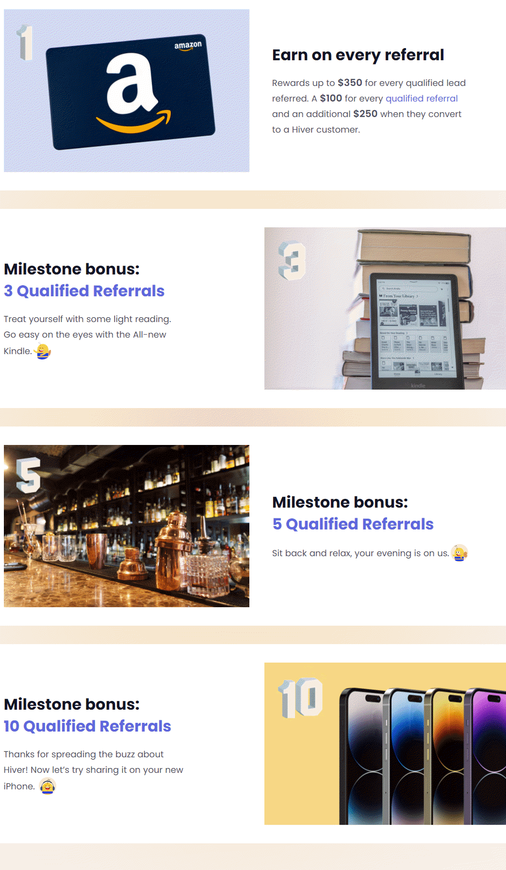 hiver b2b referral program rewards